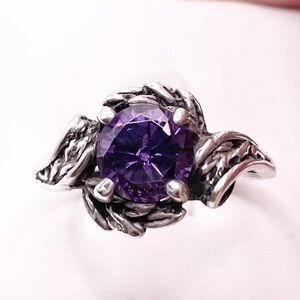 Size 9.5 Amethyst 925 Sterling Silver Ring